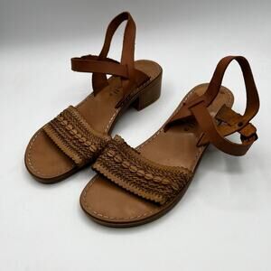 Mariella Camel Italian Leather Sandals Size 8